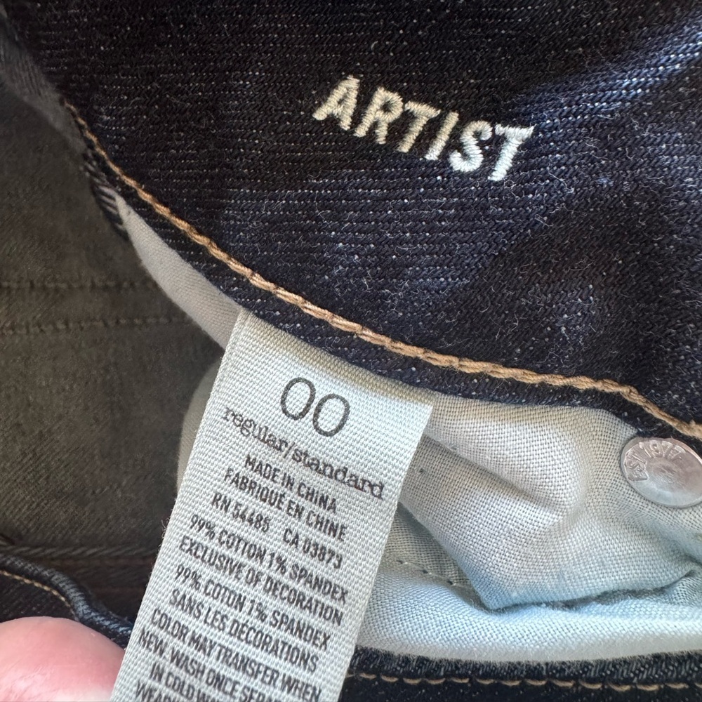 American Eagle Deep Indigo Stretch Artist Jeans Comfort Slight Distressing SZ 00 - Picture 3 of 9